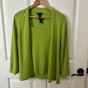 Madison Studio Lime Green Women's Cardigan and Tank Set